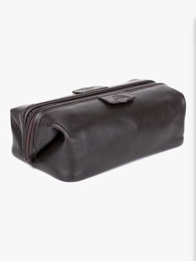 Dopp Men's Leather Toiletry Bag - Dark Brown